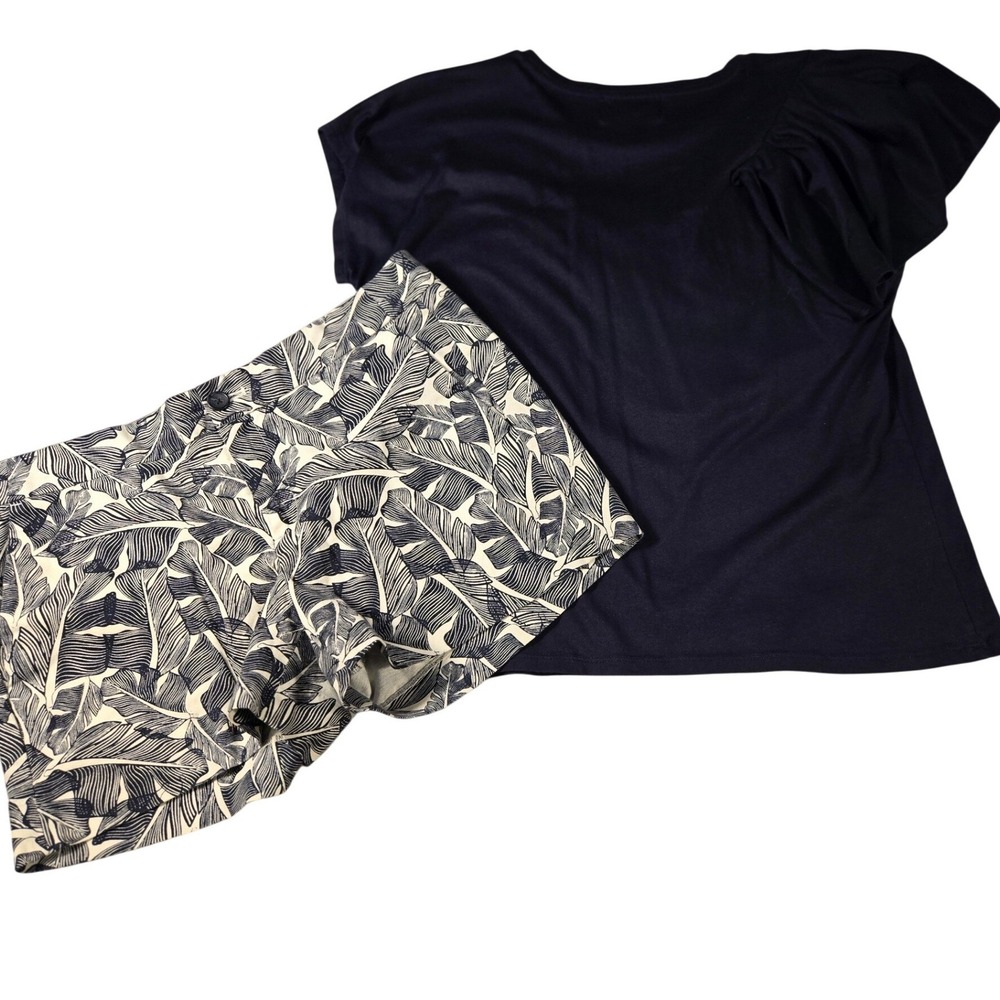 Banana Republic Limited Edition Couture Tee Navy Blue Ruffle Pima Cotton M - Picture 4 of 9